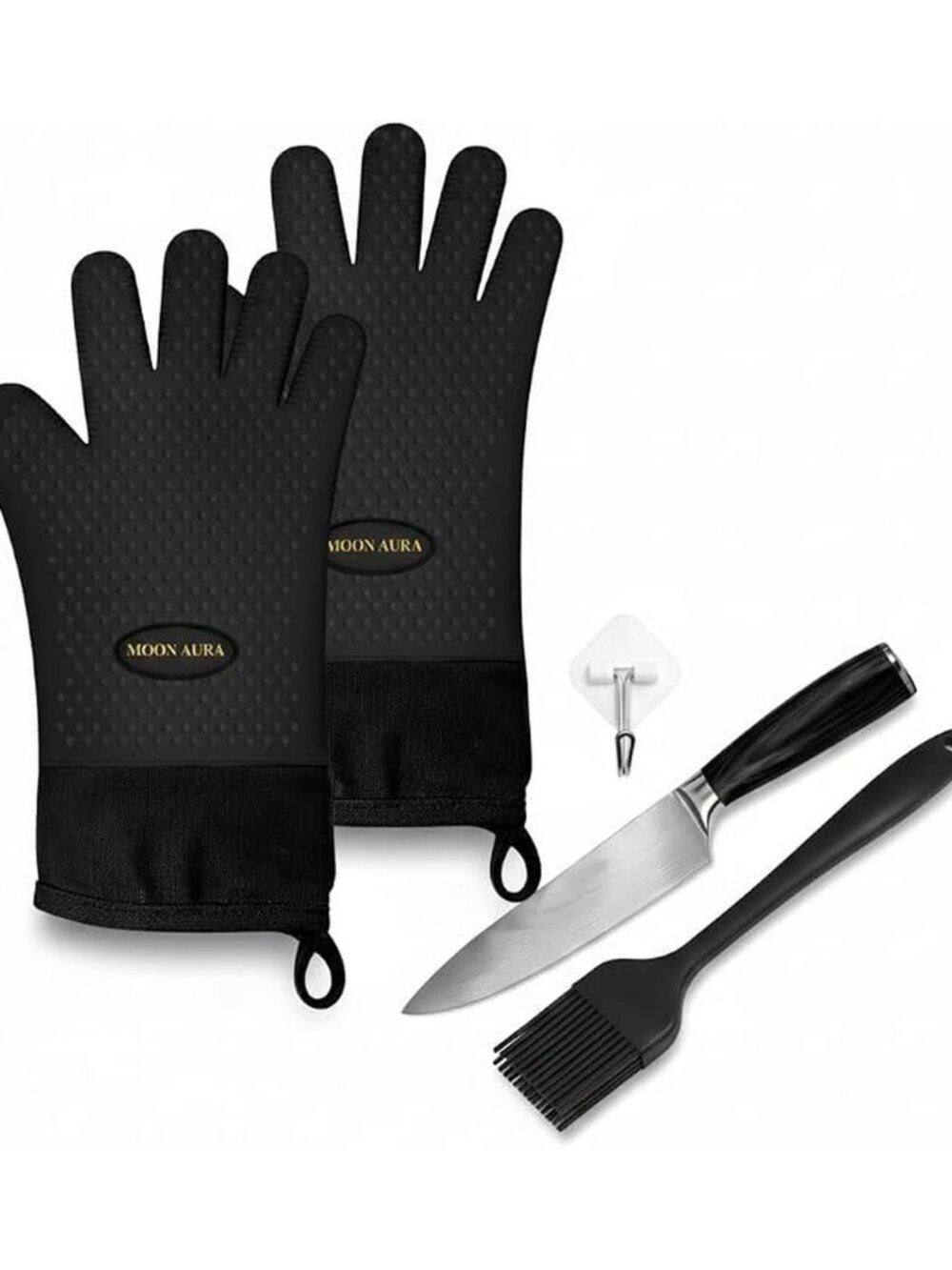 Moon Aura BBQ Gloves - Heat Resistant Oven Mitts for Grilling, Baking & Smoking